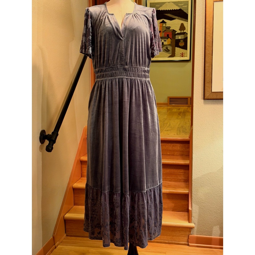 'Simplee' Maxi Velvet Velour Dress Size XL Mossy Blue